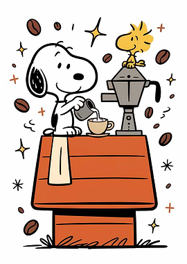 Snoopy and Woodstock Coffee Time