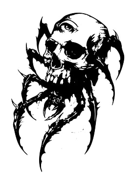 Skull Spider with Eye Tattoo Design