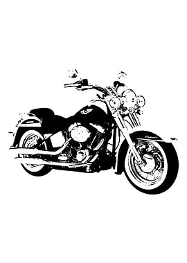 Black and White Motorcycle Illustration