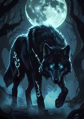 Mystical Wolf in Moonlight