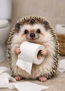 Hedgehog with Toilet Paper