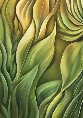 Abstract Green and Yellow Leaves