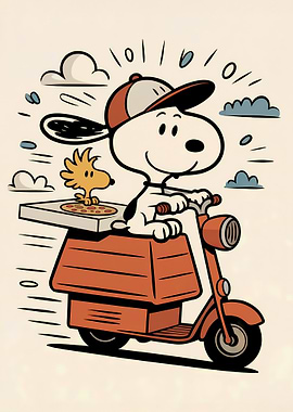 Snoopy and Woodstock Pizza Delivery