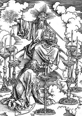 Vision of the Seven Candlesticks Albrecht Durer Engraving