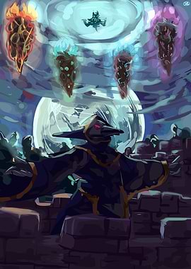 Dark Mage Summoning Elemental Forces