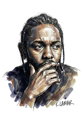 Kendrick Lamar Portrait Watercolor Illustration