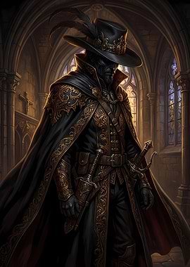 Dark Fantasy Character in Ornate Attire