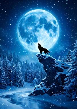 Wolf Howling at the Moon