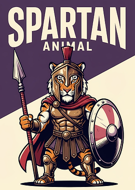 Spartan Animal Tiger Warrior Illustration