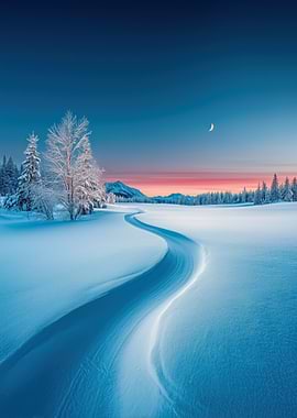 Winter Landscape with Snow Path