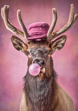 Elk with Hat and Bubblegum