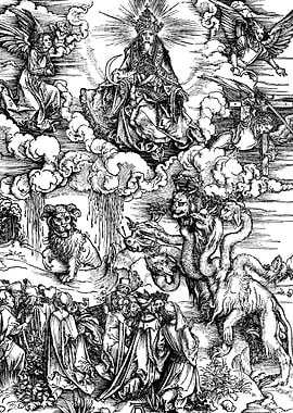 Vision of the Beast Albrecht Durer Engraving
