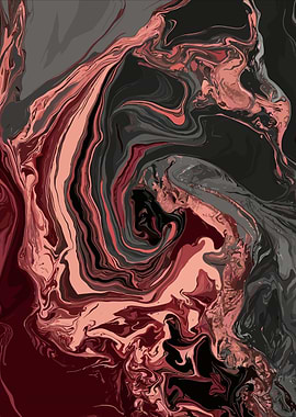 Abstract Swirls of Red and Gray