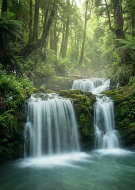 Lush Forest Waterfall