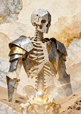 Marble Skeleton Warrior with Golden Armor