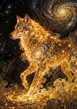 Golden Galaxy Wolf