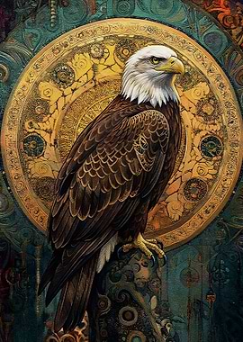 Majestic Eagle with Golden Mandala