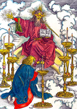 Saint John's Vision of the Seven Candlesticks Albrecht Durer Engraving