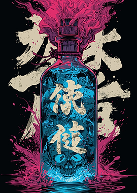Skull Poison with Japanese Mantra