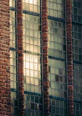 Old Brick Building with Glass Windows
