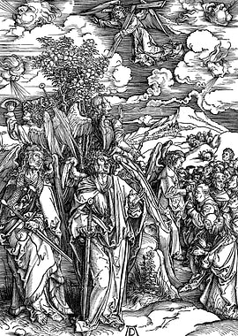 Four Angels Holding Back the Winds Albrecht Durer Engraving