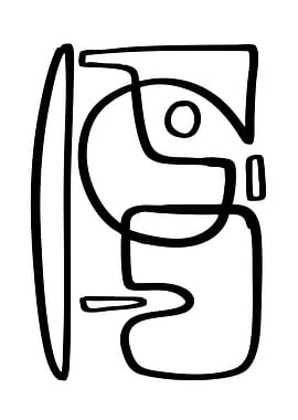 Abstract Black and White Line Art