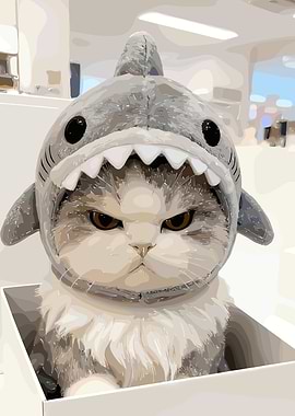 Cat in Shark Costume