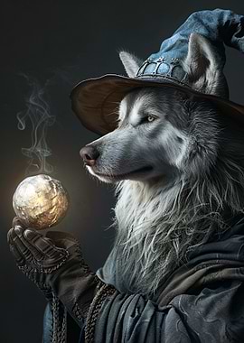 Wolf Wizard with Magic Orb