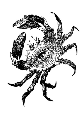 Crab Eye Black and White Illustration