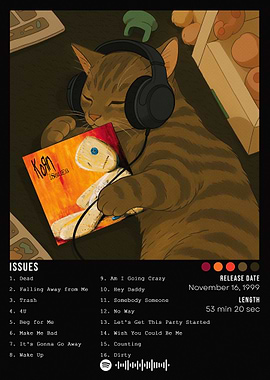 Cat listening to Korn's Issues album