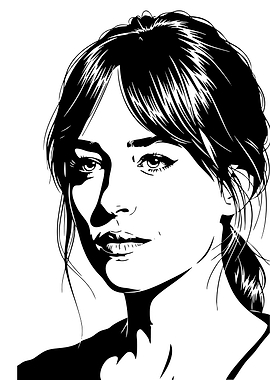 Dakota Johnson Black and White Portrait