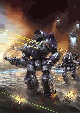 Mech Battle Illustration