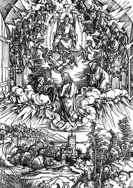 Saint John Before God and the Elders Albrecht Durer Engraving
