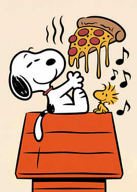 Snoopy, Woodstock, and Pizza