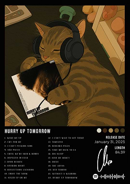 Cat Listening to Music Album