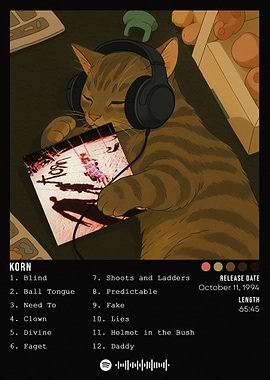 Cat Listening to Korn Album