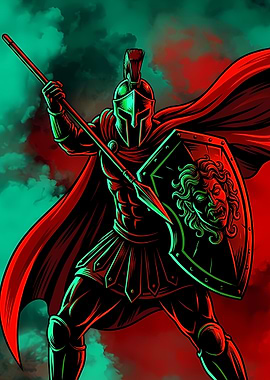 Spartan Warrior with Spear and Shield