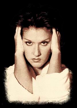 Celine Dion Portrait with Hands on Head