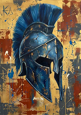 Spartan Helmet Abstract Painting