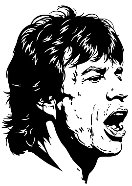 Mick Jagger Black and White Portrait