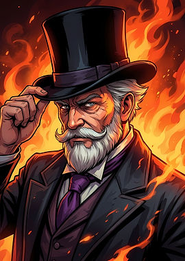 Gentleman in Top Hat with Fire