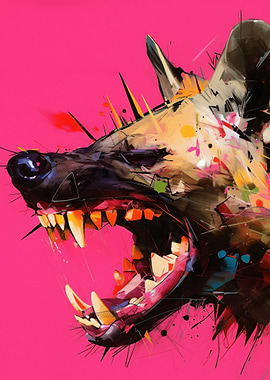 Abstract Dog Portrait on Pink Background