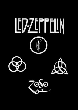 Led Zeppelin Symbols on Black