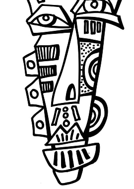 Abstract Face Line Art