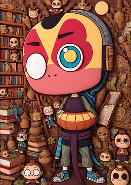 Cartoon Character in a Detailed Setting