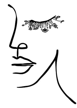 Minimalist Floral Face Line Art