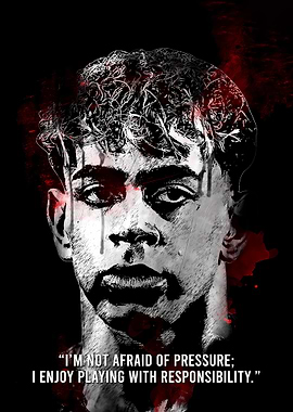 Lamine Yamal Portrait with Motivational Quote