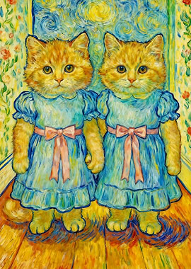 Two Cats in Dresses