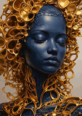 Blue Woman with Golden Ornamentation