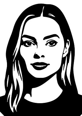 Margot Robbie Black and White Portrait